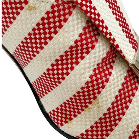 Sergio Rossi SR1 Red Stripe Canvas Mule Block Heel Slide Sandals Size EU 36 US 6 - Picture 7 of 13